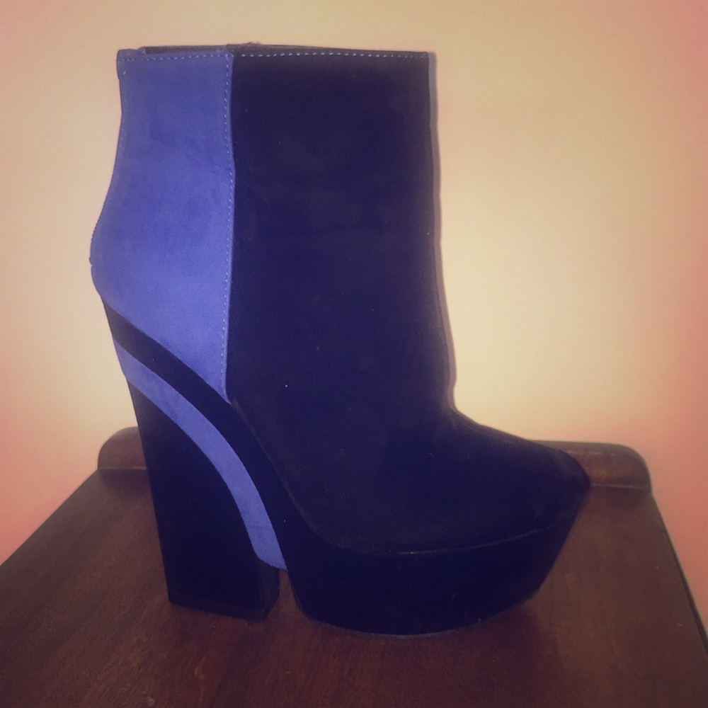 Platformed “Velvet” Ankle Boot, size 7.5